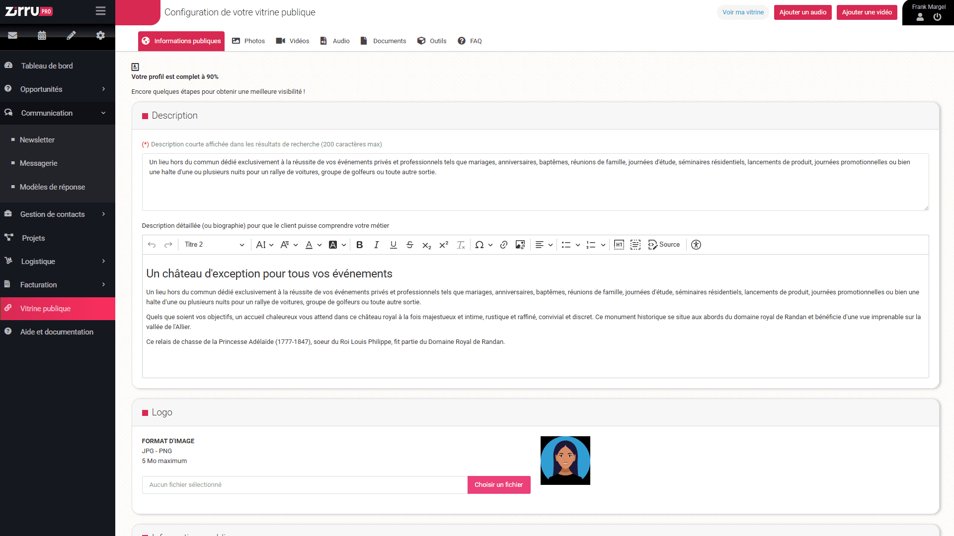 Module logiciel zirru gestion des fournisseur organisation évènement